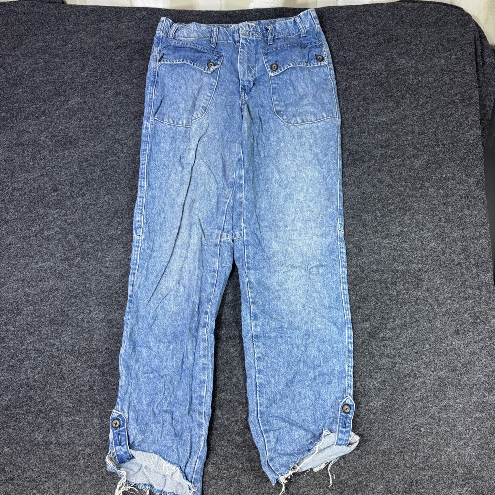 Free People We The Free Straight Leg Jeans Women 26 Blue Denim Preppy Frayed Hem